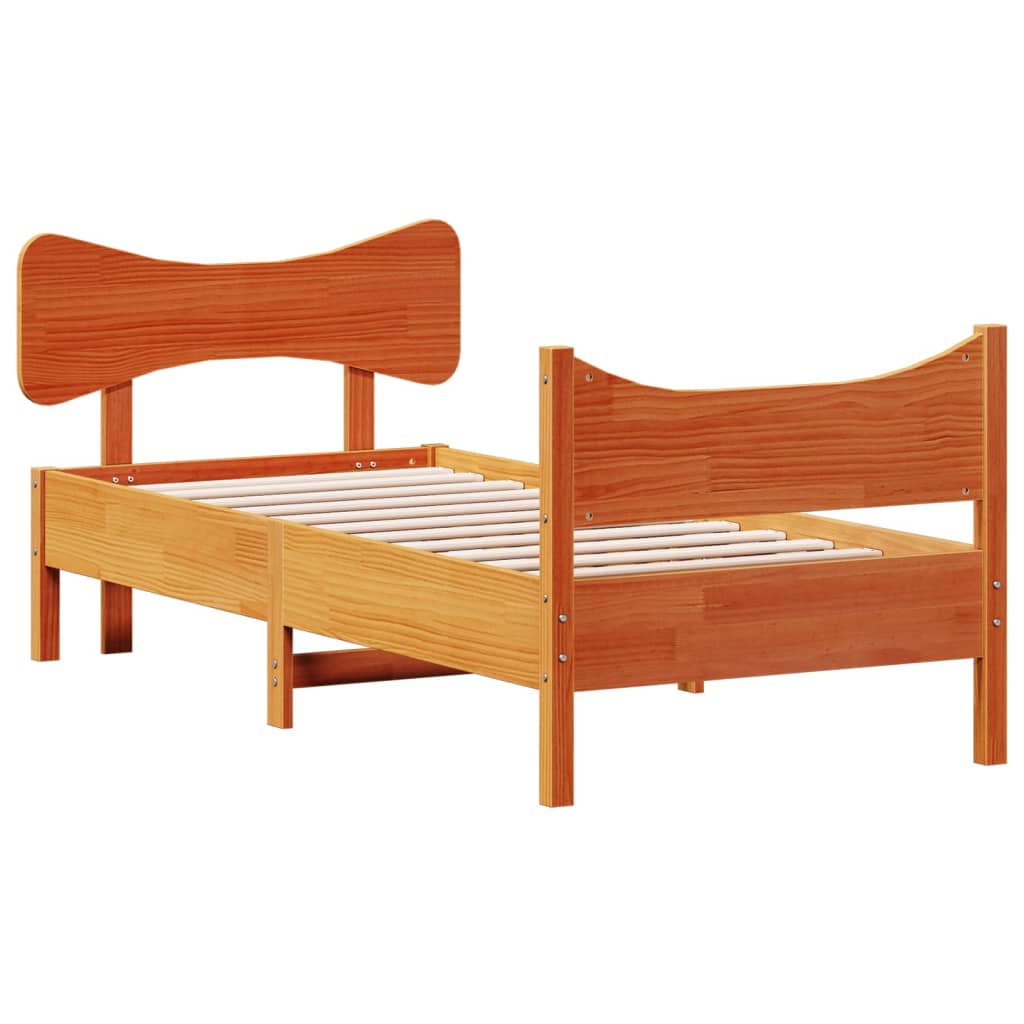 vidaXL Bed Frame without Mattress Wax Brown 75x190 cm Small Single Solid Wood Pine