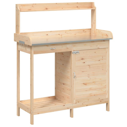 vidaXL Potting Table with Cabinet 110,5x45x124,5 cm Solid Wood Fir