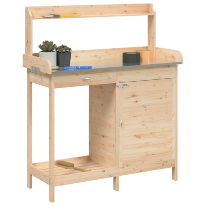 vidaXL Potting Table with Cabinet 110,5x45x124,5 cm Solid Wood Fir
