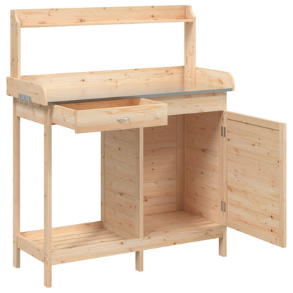 vidaXL Potting Table with Cabinet 110,5x45x124,5 cm Solid Wood Fir