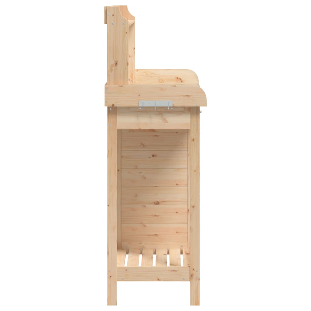 vidaXL Potting Table with Cabinet 110,5x45x124,5 cm Solid Wood Fir