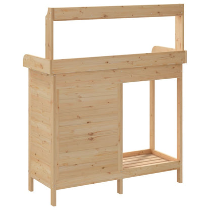 vidaXL Potting Table with Cabinet 110,5x45x124,5 cm Solid Wood Fir