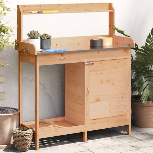 vidaXL Potting Table with Cabinet Brown 110.5x45x124.5 cm