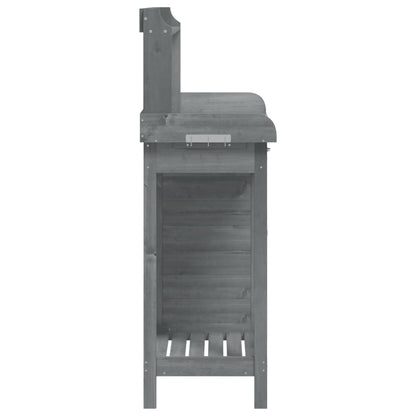 vidaXL Potting Table with Cabinet Grey 110.5x45x124.5cm Solid Wood Fir