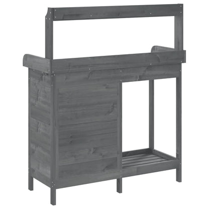 vidaXL Potting Table with Cabinet Grey 110.5x45x124.5cm Solid Wood Fir