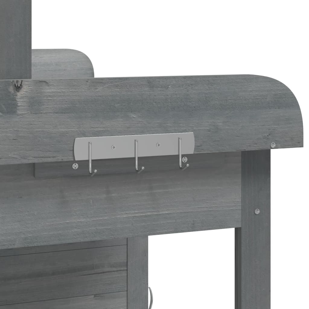 vidaXL Potting Table with Cabinet Grey 110.5x45x124.5cm Solid Wood Fir