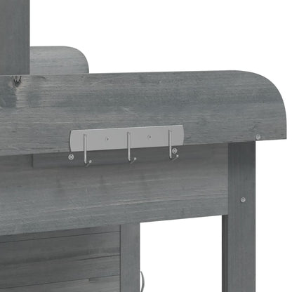 vidaXL Potting Table with Cabinet Grey 110.5x45x124.5cm Solid Wood Fir