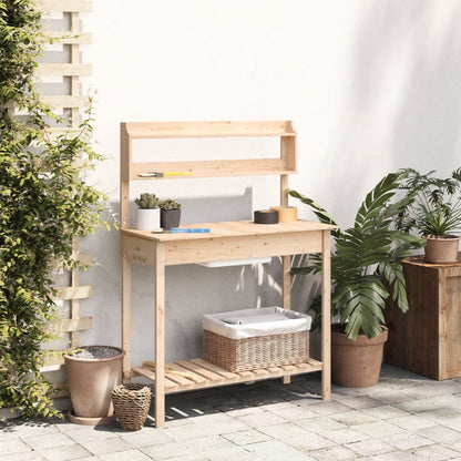vidaXL Potting Table with Sink 147,5x44x139,5 cm Solid Wood Fir