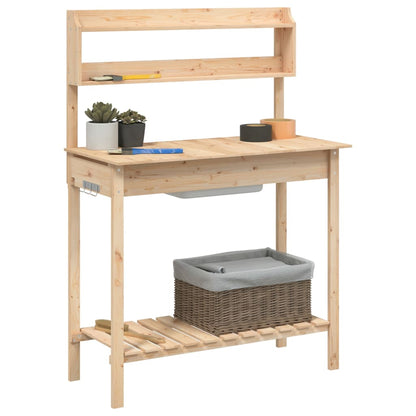 vidaXL Potting Table with Sink 147,5x44x139,5 cm Solid Wood Fir