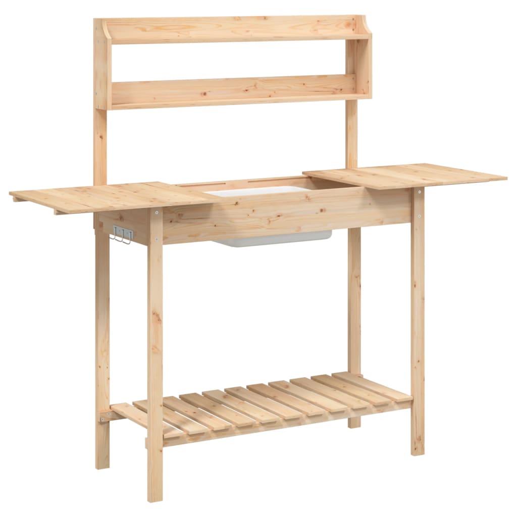 vidaXL Potting Table with Sink 147,5x44x139,5 cm Solid Wood Fir