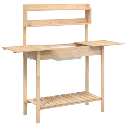 vidaXL Potting Table with Sink 147,5x44x139,5 cm Solid Wood Fir
