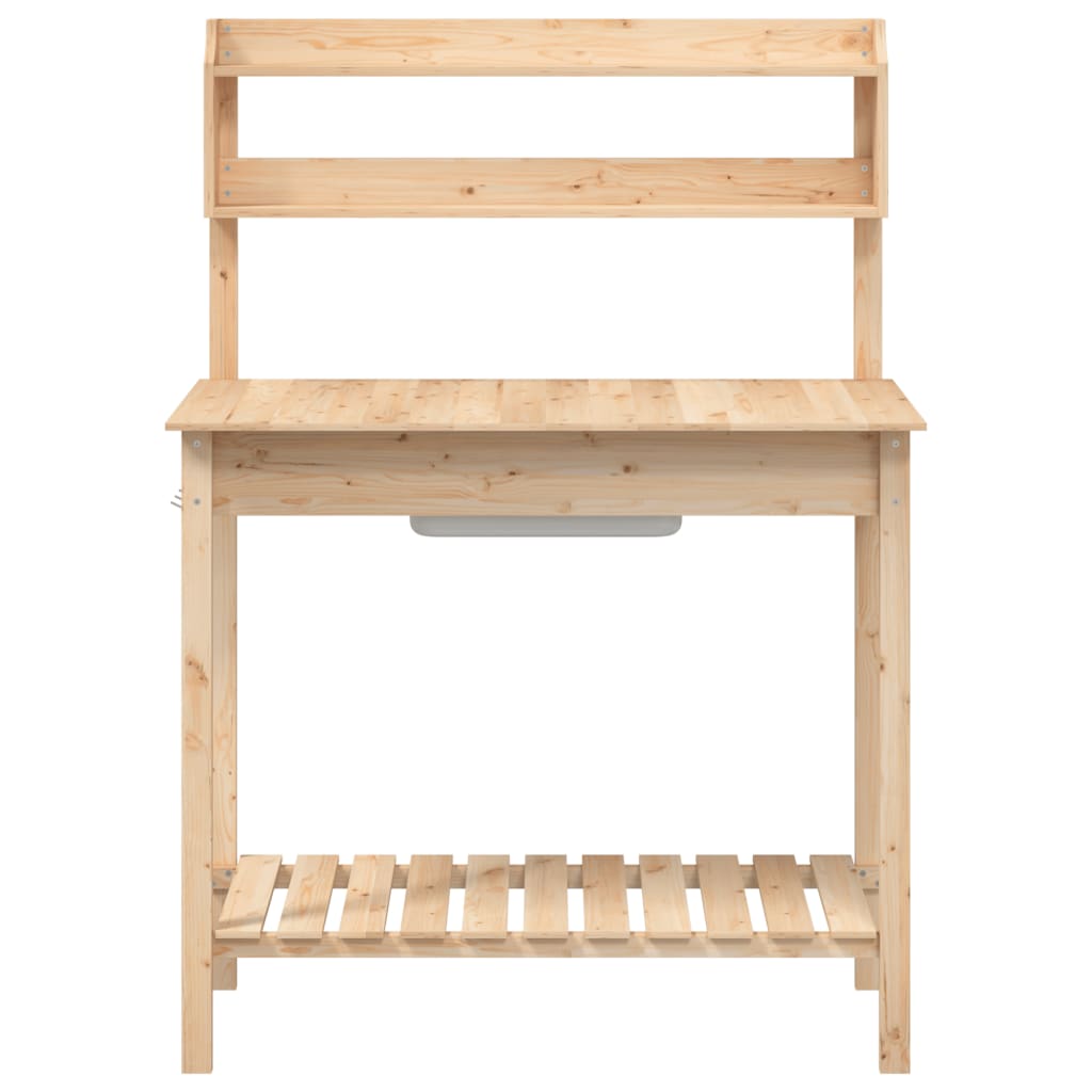 vidaXL Potting Table with Sink 147,5x44x139,5 cm Solid Wood Fir