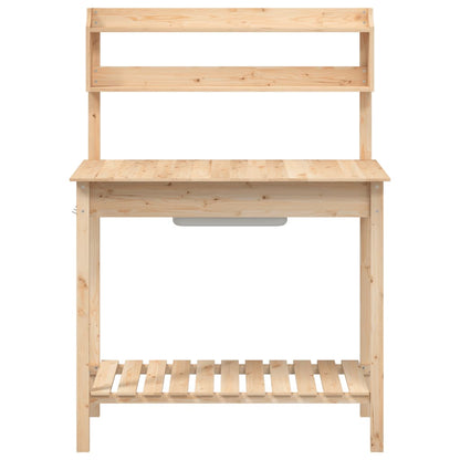 vidaXL Potting Table with Sink 147,5x44x139,5 cm Solid Wood Fir