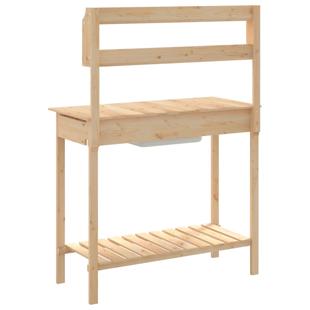 vidaXL Potting Table with Sink 147,5x44x139,5 cm Solid Wood Fir