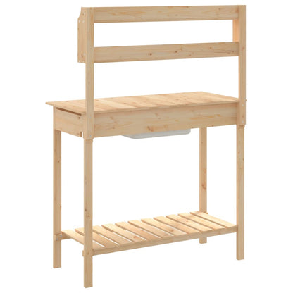 vidaXL Potting Table with Sink 147,5x44x139,5 cm Solid Wood Fir