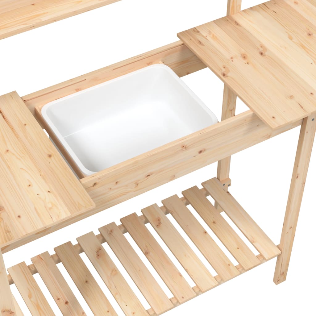 vidaXL Potting Table with Sink 147,5x44x139,5 cm Solid Wood Fir