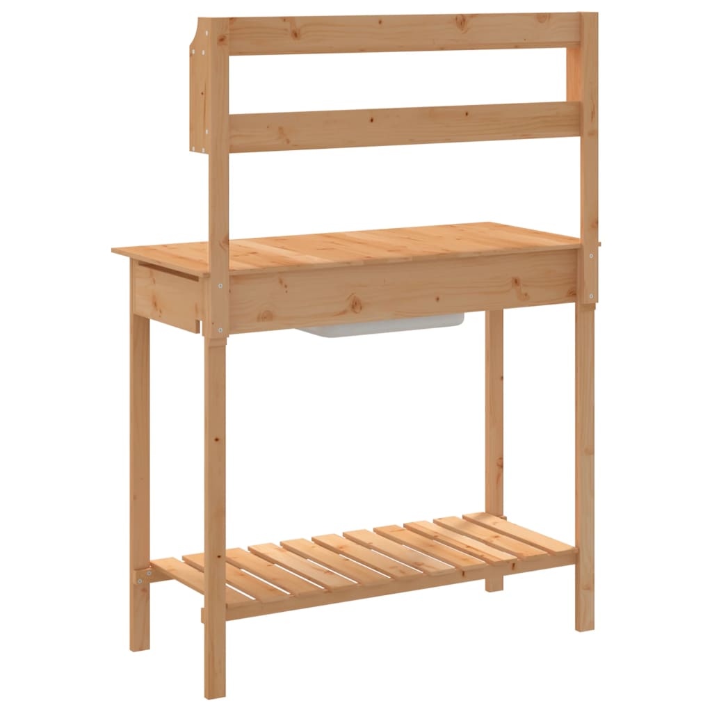 vidaXL Potting Table with Sink Brown 147,5x44x139,5 cm Solid Wood Fir