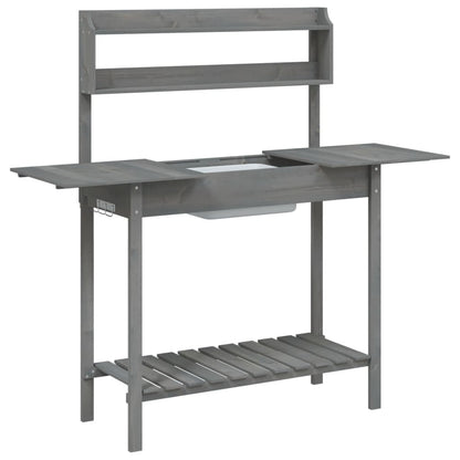 vidaXL Potting Table with Sink Grey 147,5x44x139,5 cm Solid Wood Fir