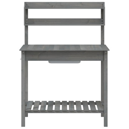 vidaXL Potting Table with Sink Grey 147,5x44x139,5 cm Solid Wood Fir