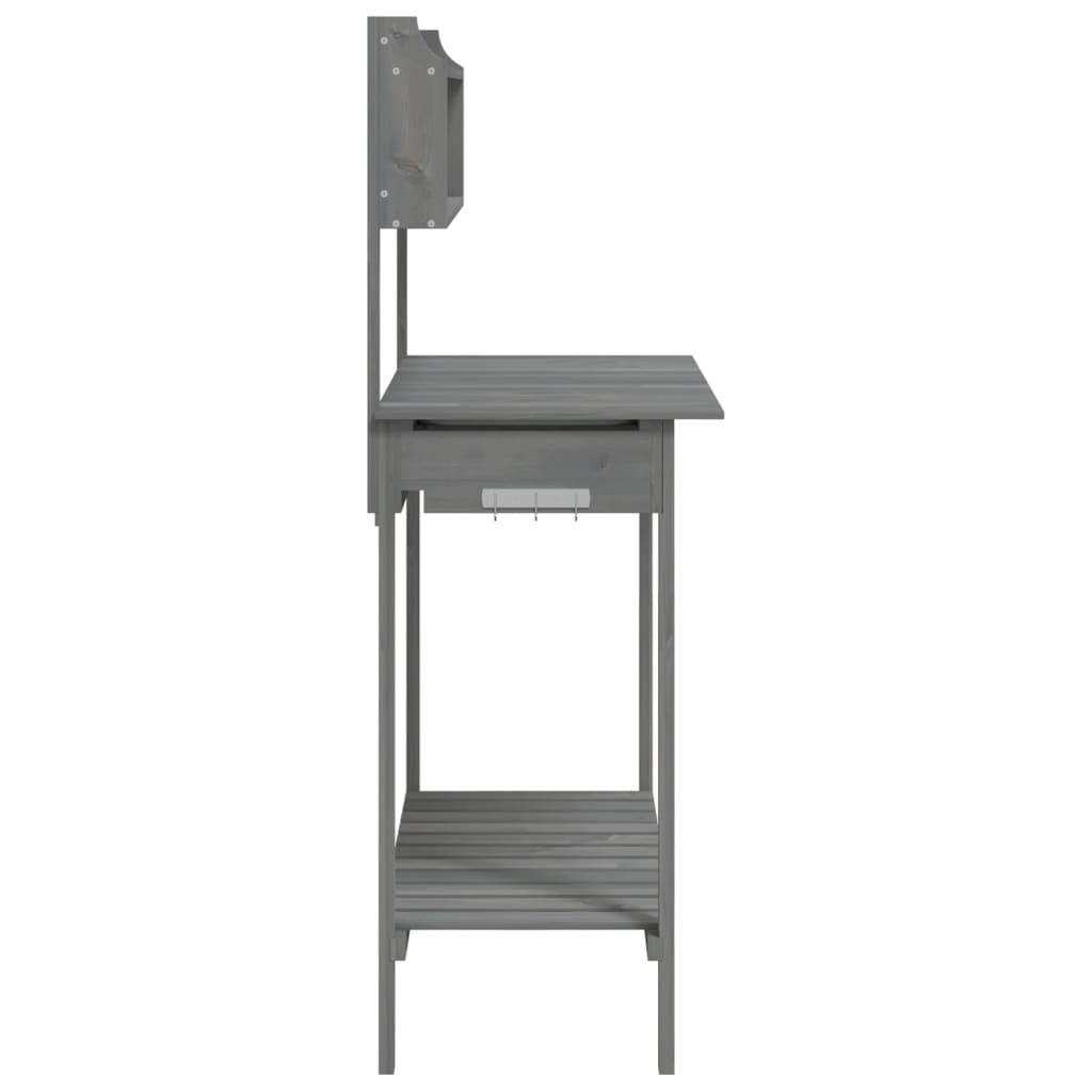 vidaXL Potting Table with Sink Grey 147,5x44x139,5 cm Solid Wood Fir
