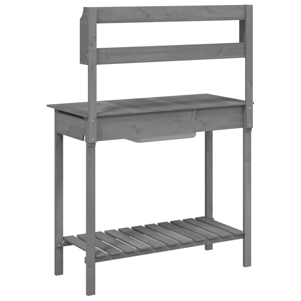 vidaXL Potting Table with Sink Grey 147,5x44x139,5 cm Solid Wood Fir