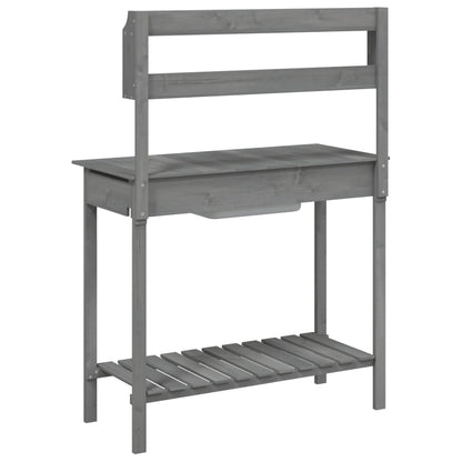 vidaXL Potting Table with Sink Grey 147,5x44x139,5 cm Solid Wood Fir
