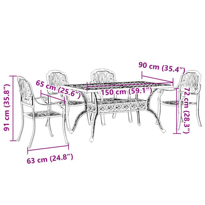 vidaXL 5 Piece Garden Dining Set Black Cast Aluminium