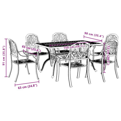 vidaXL 7 Piece Garden Dining Set Bronze Cast Aluminium