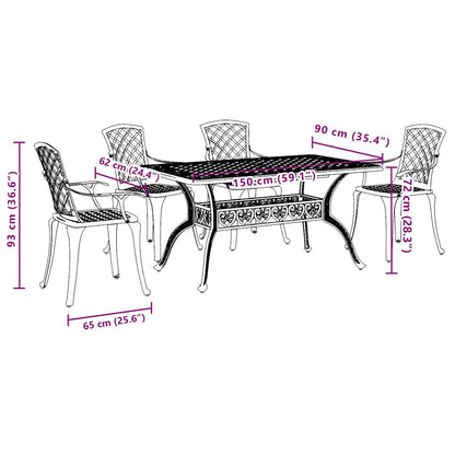 vidaXL 5 Piece Garden Dining Set Black Cast Aluminium