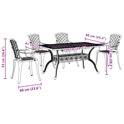 vidaXL Garden Dining Set | White | Cast Aluminium | 5 Piece | Durable