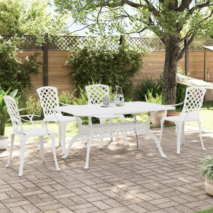 vidaXL Garden Dining Set | White | Cast Aluminium | 5 Piece | Durable