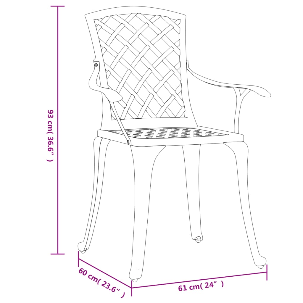 vidaXL Garden Chair | Black | Cast aluminium | Medium | Durable | Garden Chair