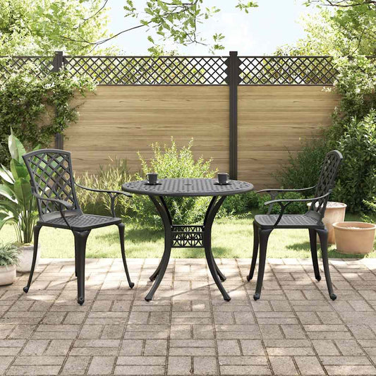 vidaXL 3 Piece Bistro Set Black Cast Aluminium