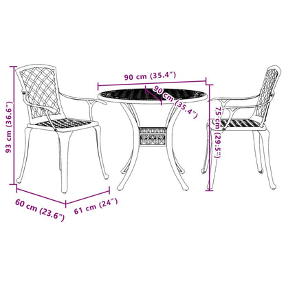 vidaXL Bistro Set | White | Cast aluminium | Medium | Durable | Bistro Set