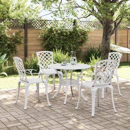 vidaXL Garden Dining Set | White | Cast Aluminium | 5 Piece Set |  Ergonomic