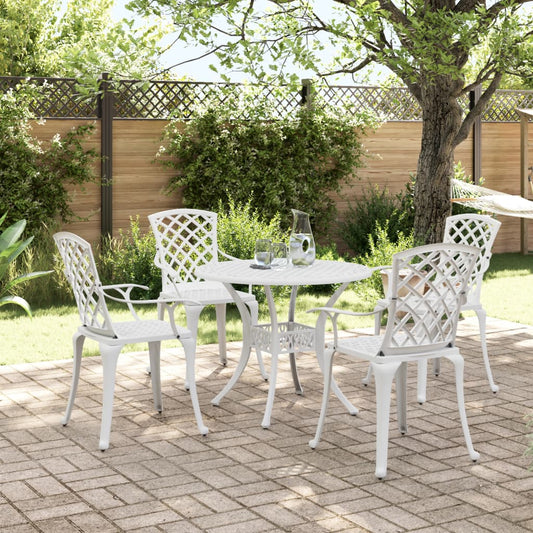 vidaXL Garden Dining Set | White | Cast Aluminium | 5 Piece Set |  Ergonomic