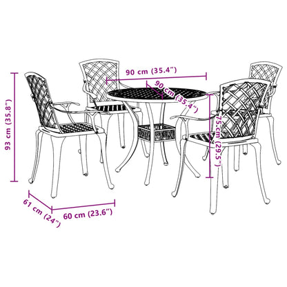 vidaXL Garden Dining Set | White | Cast Aluminium | 5 Piece Set |  Ergonomic