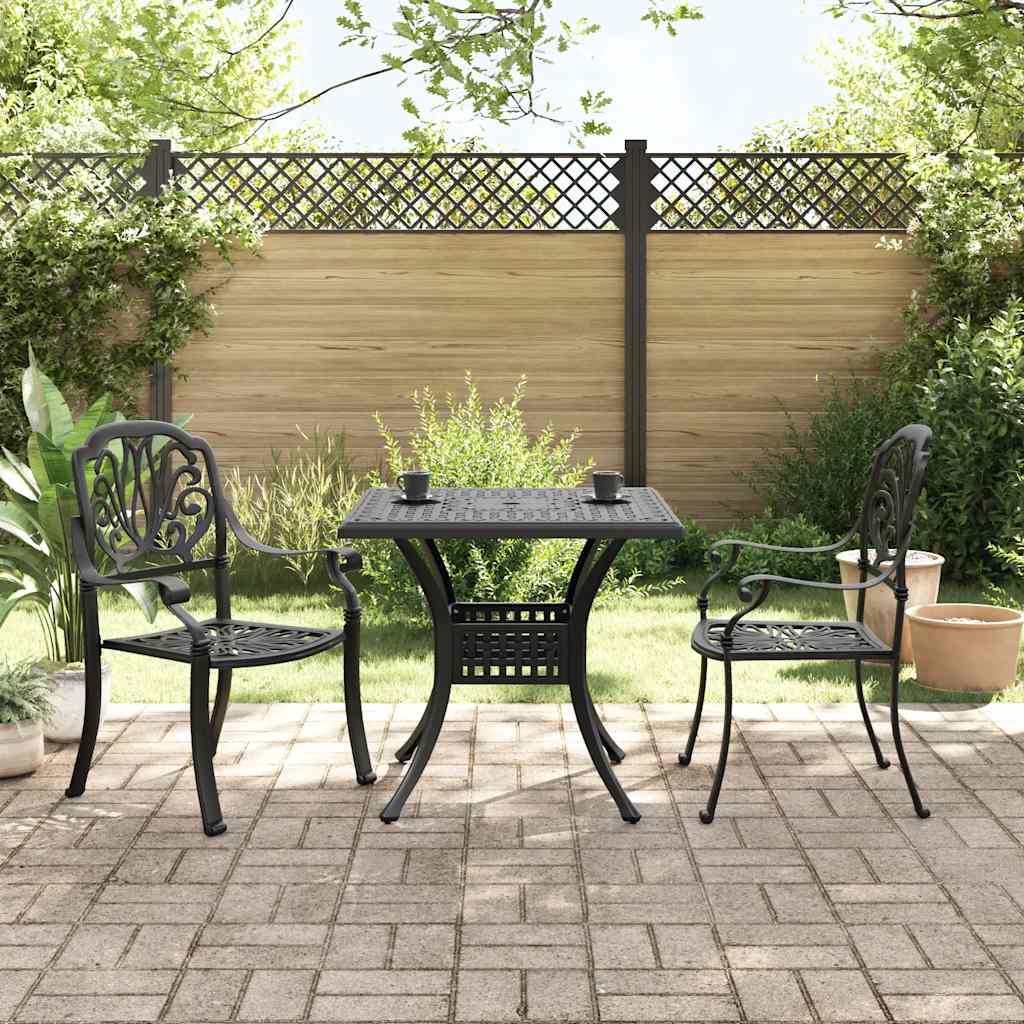 vidaXL 3 Piece Bistro Set Black Cast Aluminium