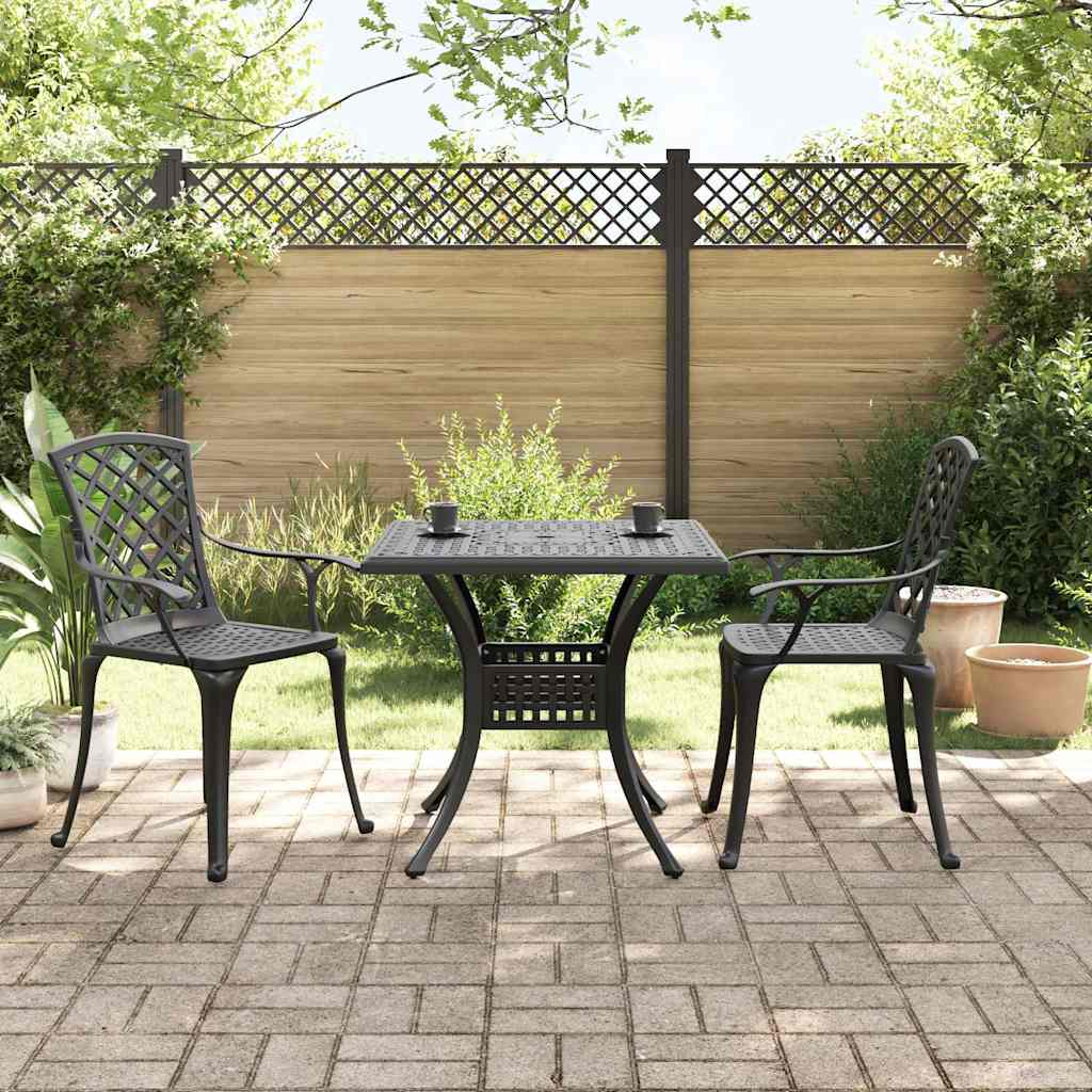 vidaXL 3 Piece Bistro Set Black Cast Aluminium