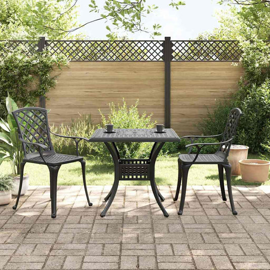 vidaXL 3 Piece Bistro Set Black Cast Aluminium