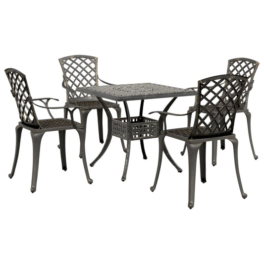 vidaXL Garden Dining Set | Bronze | Cast Aluminium | Medium | Ergonomic