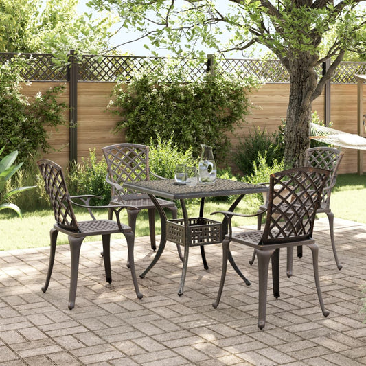 vidaXL Garden Dining Set | Bronze | Cast Aluminium | Medium | Ergonomic
