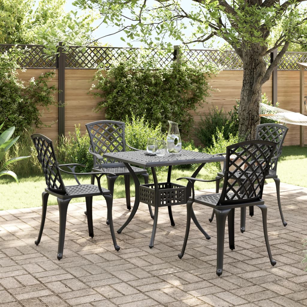 vidaXL Garden Dining Set | Black | Cast Aluminium | Medium | Durable