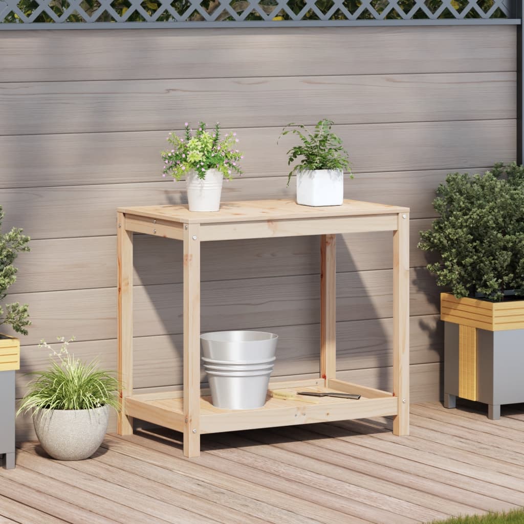 vidaXL Potting Table with Shelf 82,5x50x75 cm Solid Wood Pine