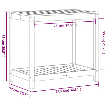 vidaXL Potting Table with Shelf 82,5x50x75 cm Solid Wood Pine