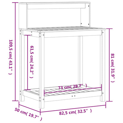 vidaXL Potting Table with Shelves 82.5x50x109.5 cm Solid Wood Pine