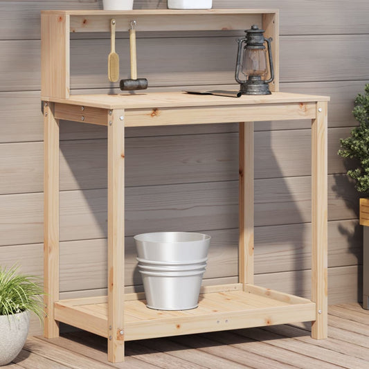 vidaXL Potting Table with Shelves 82,5x50x109,5 cm Solid Wood Pine