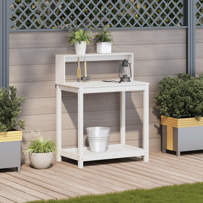 vidaXL Potting Table with Shelves White 82.5x50x109.5 cm Solid Wood Pine