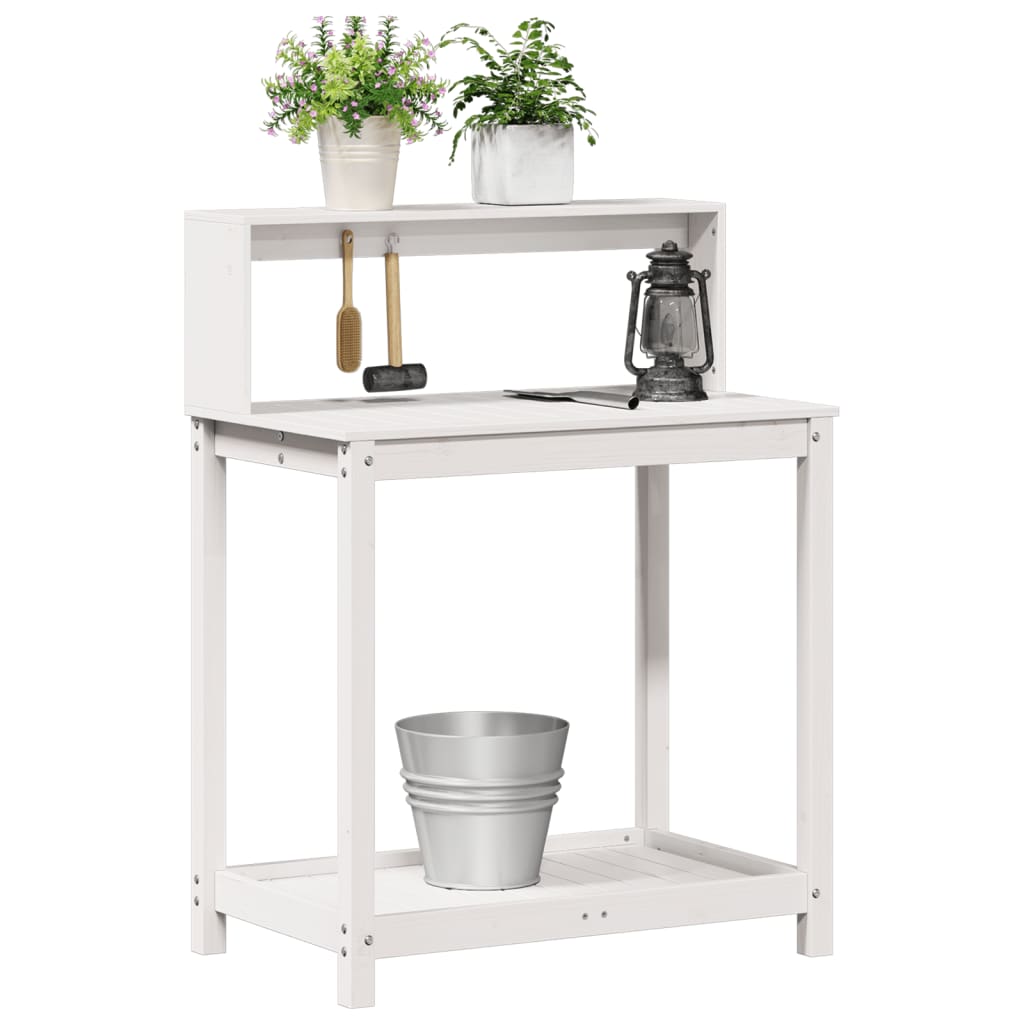 vidaXL Potting Table with Shelves White 82.5x50x109.5 cm Solid Wood Pine