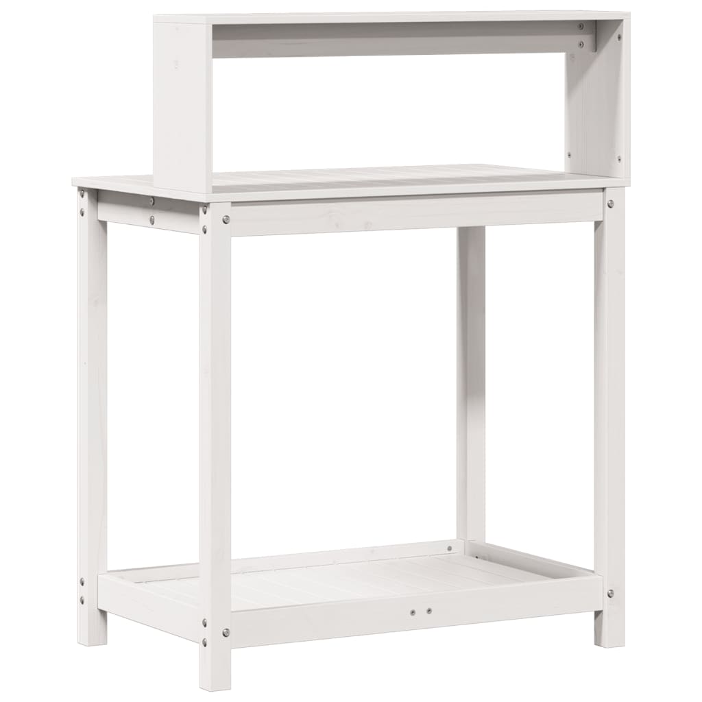 vidaXL Potting Table with Shelves White 82.5x50x109.5 cm Solid Wood Pine